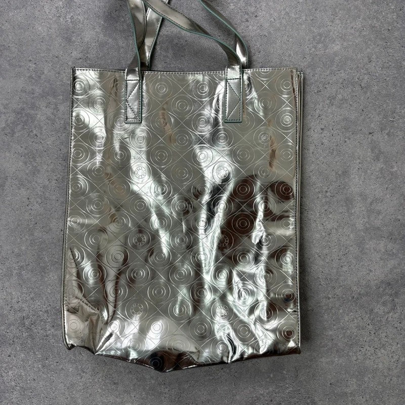 Silver metallic kenzo logo tote bag