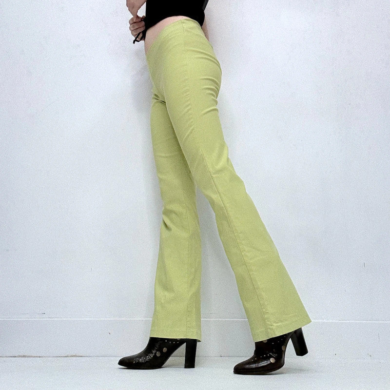 green flared trousers