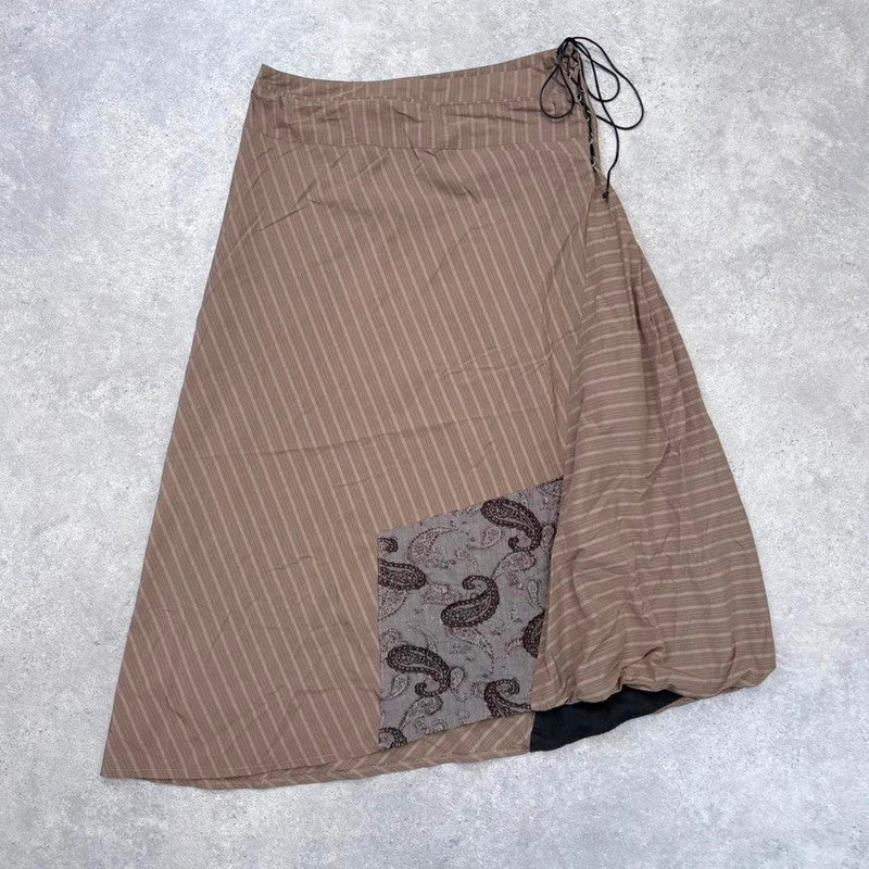 brown pinstripe asymmetric corset skirt