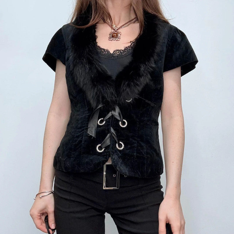 black velvet cropped mini corset jaket