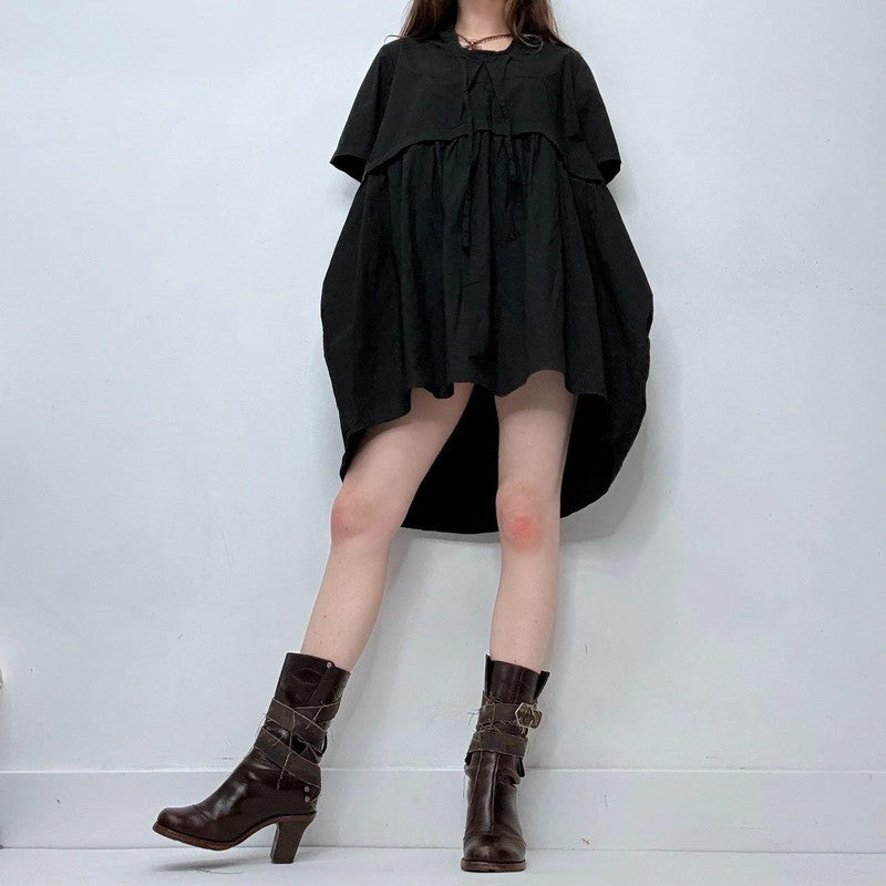 black puff balloon mini dress