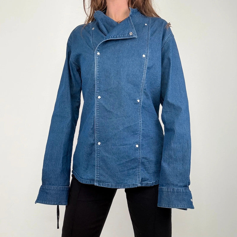 asymmetric denim chef shirt