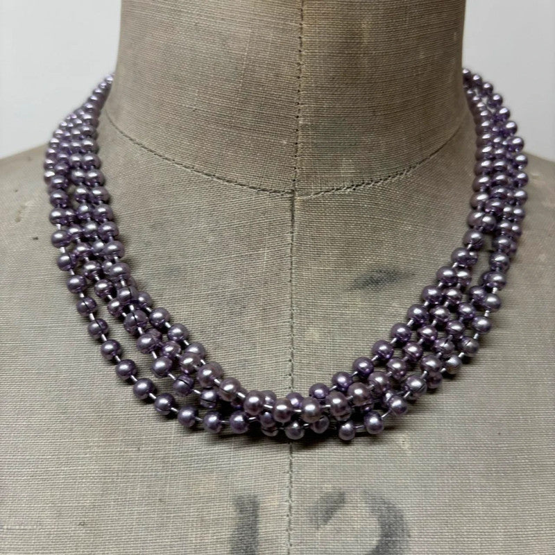 layered pearl metallic necklace