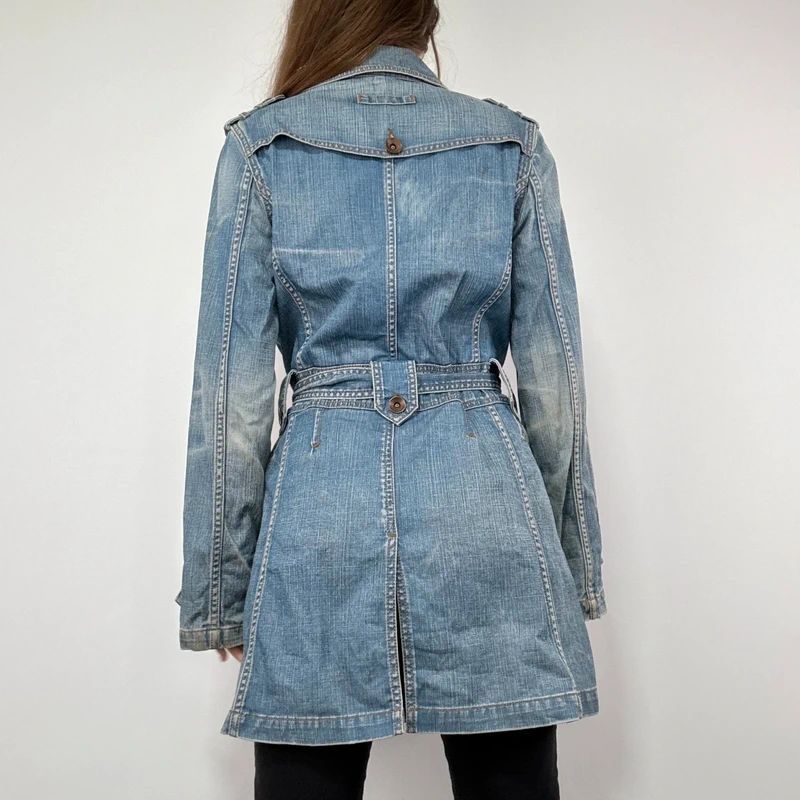 Distressed Denim Trench coat