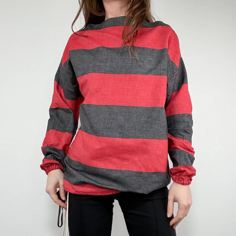 oversized striped cotton chore shirt