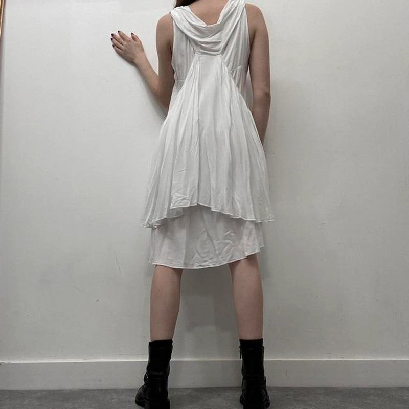 White drape layered dress