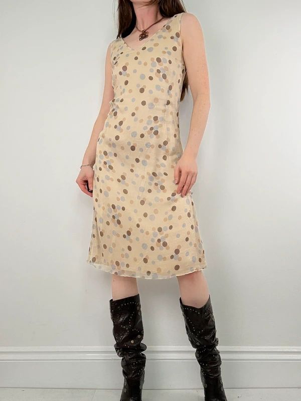polkadot flared midi dress