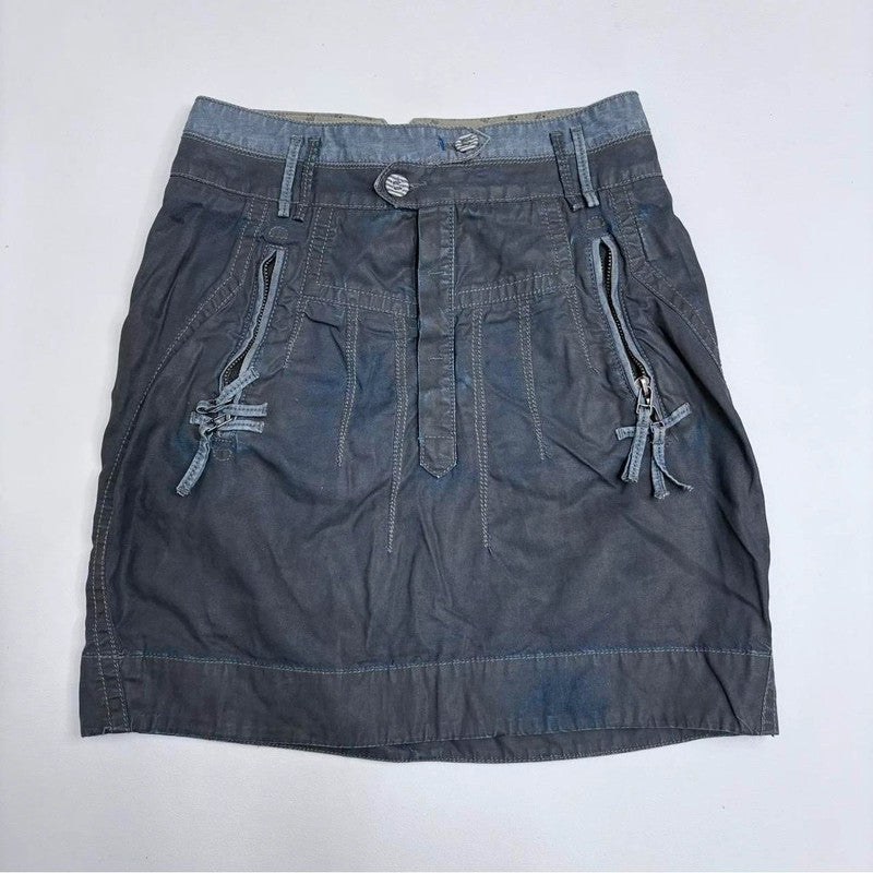 utility cargo asymmetric button skirt UK 6