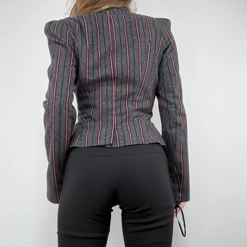 Striped fitted cropped archival blazer
