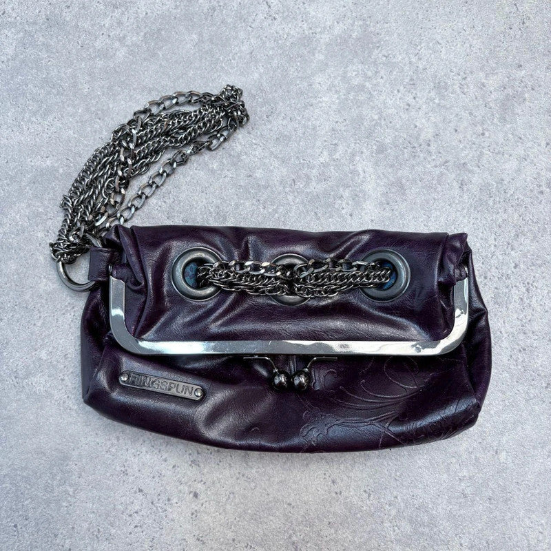 chain strap mini grunge clutch bag