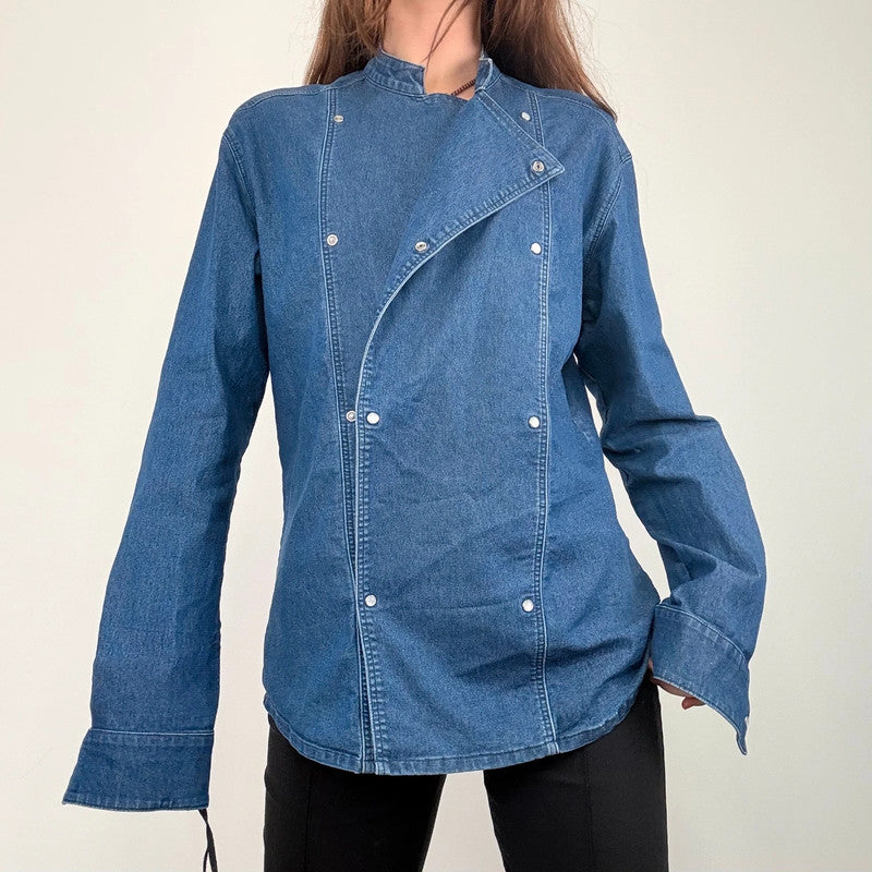 asymmetric denim chef shirt